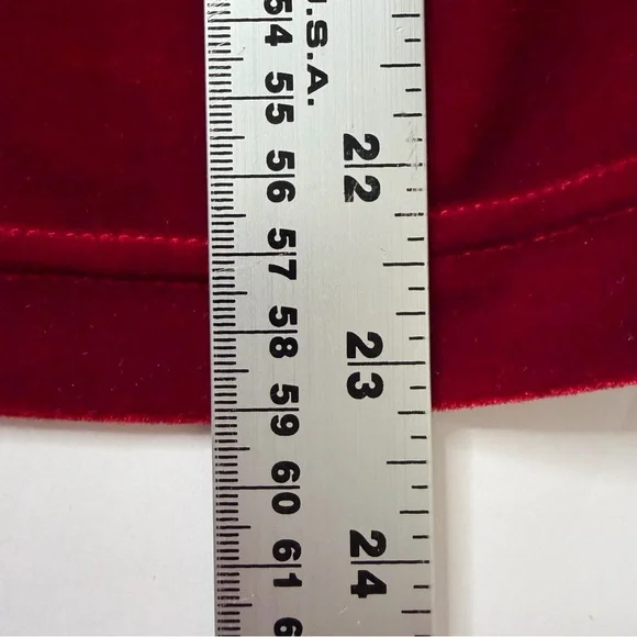 Women’s Red Velour V-Neck Top Small - Picture 6 of 8